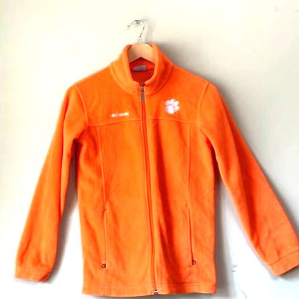 Columbia Clemson youth, large, full zip orange fleece with pockets excellent